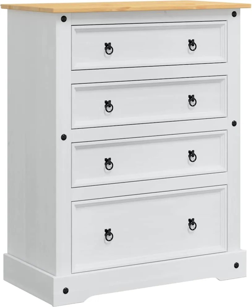vidaXL Tárolódobozok Corona Fehér 92 x 48 x 114 cm Tömör fenyőfa
