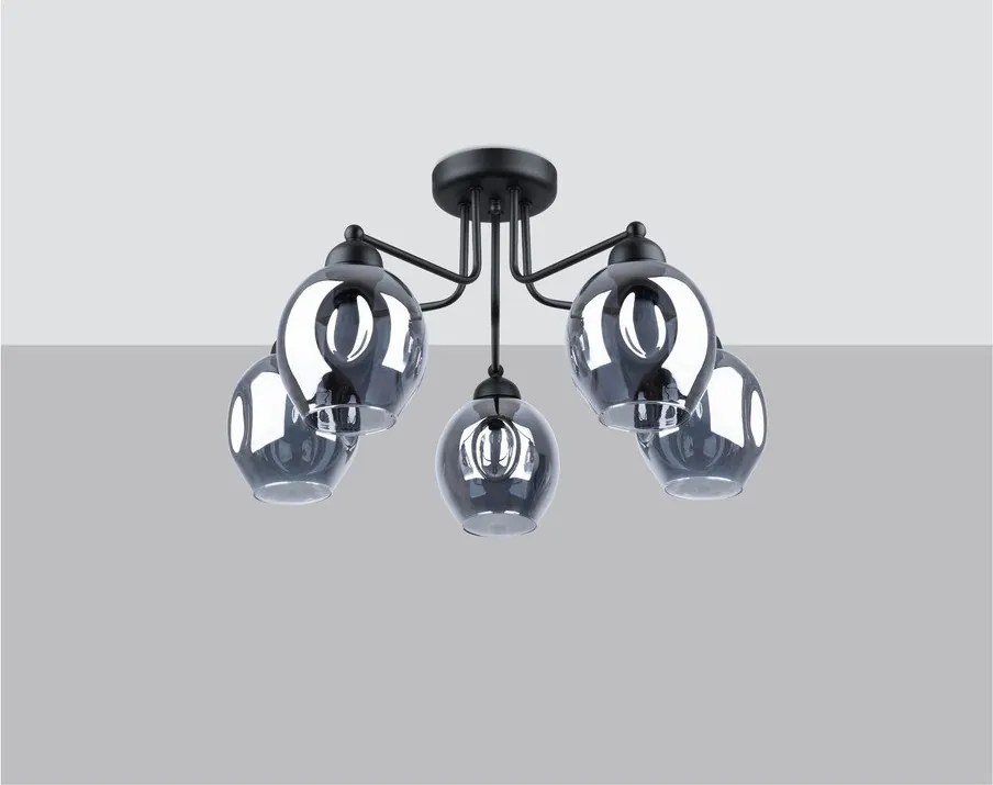 Fekete mennyezeti lámpa üveg búrával 59x59 cm Garten – Sollux