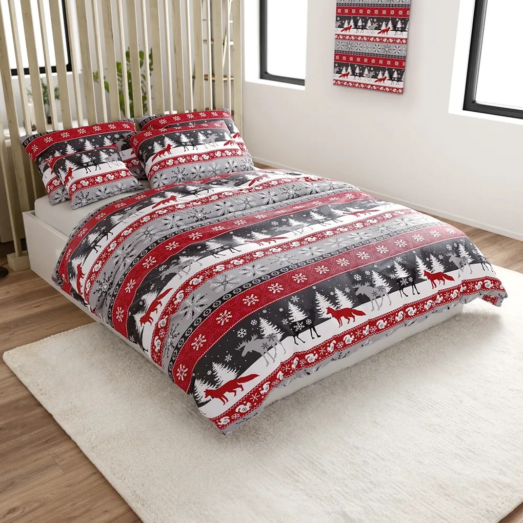 SNOWY FOREST szürke mikroplüss ágyneműhuzat Ágyneműhuzat mérete: 70 x 90 cm | 140 x 220 cm