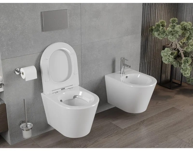 Mexen Rico Rimless akasztós tál szabadon eső üléssel SLIM, 48 x 35 cm, fehér, 30720400