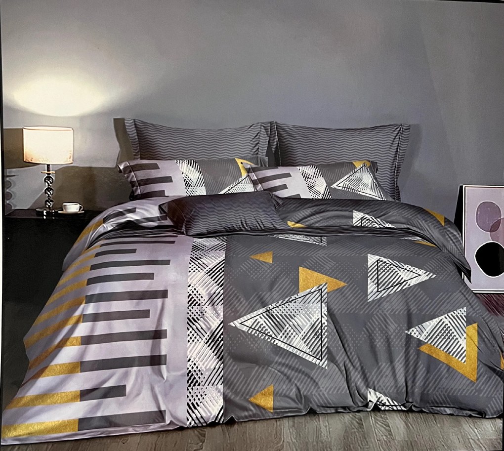 GEOMETRY szürke fotó ágynemű 140x200cm 7 szett csomag