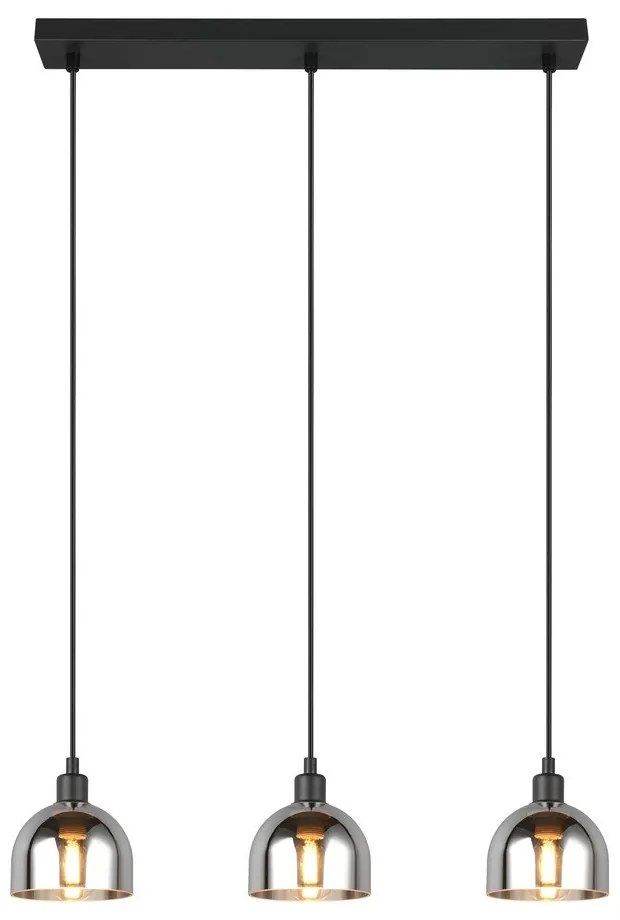 Fekete-ezüstszínű függőlámpa üveg búrával Molly – Reality