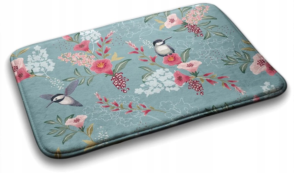 Puha fürdőszobaszőnyeg Virágok Madarak 75x45 cm