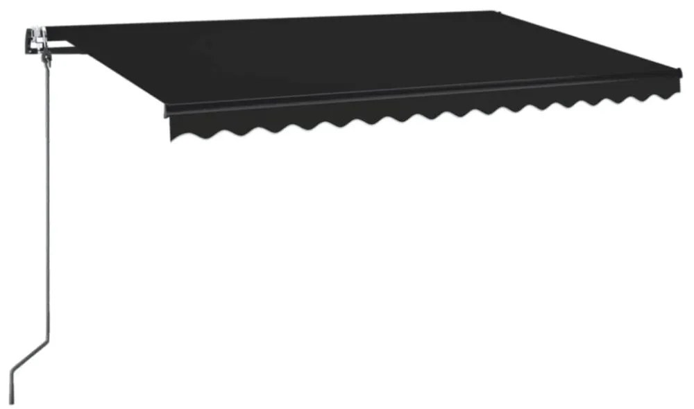antracitszürke szélérzékelős és LED-es napellenző 400x350 cm