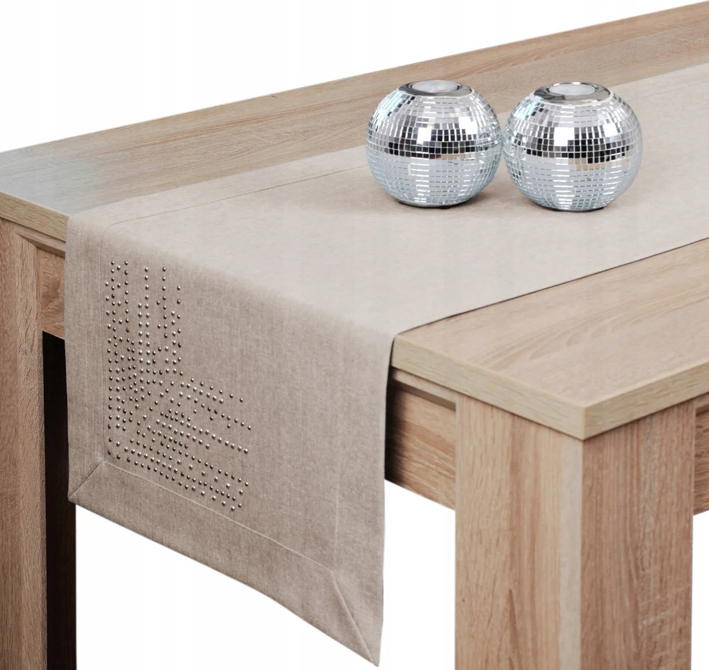 Asztalterítő Panama Decor strasszos 40x220 foltálló öv bézs
