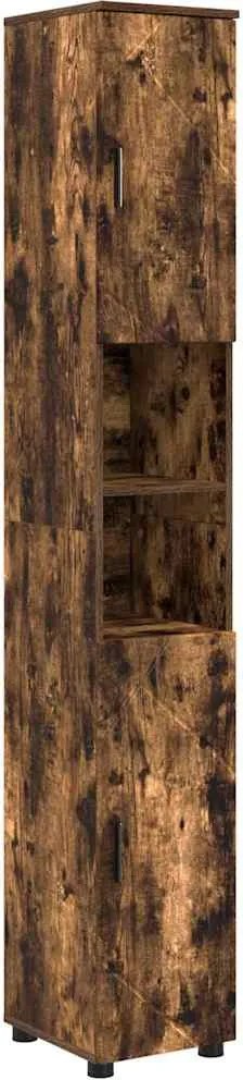 vidaXL Fürdőszoba Székény Füstölt tölgy 30 x 35 x 192 cm Faanyag & Fém