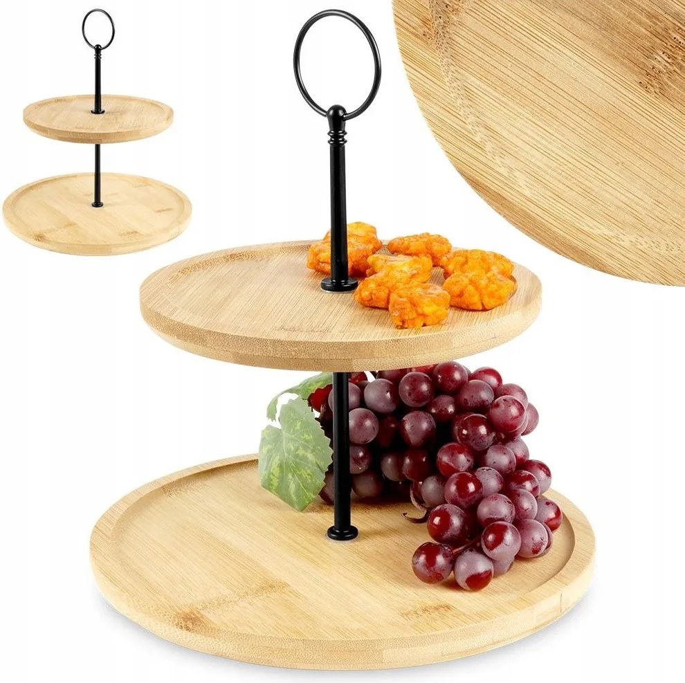 Patera 2 Emeletes Bambusz sütemény keksz gyümölcs snack