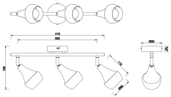 Trio - Spotlámpa TRUMPET 3xE14/40W/230V