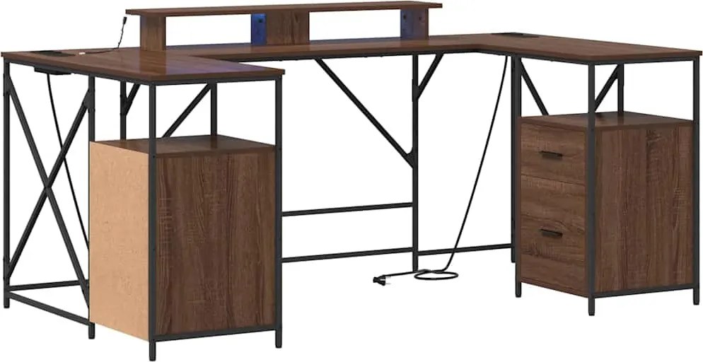 vidaXL Asztal fiókkal Barna Tölgy 182 x 101 x 87,5 cm Faanyag