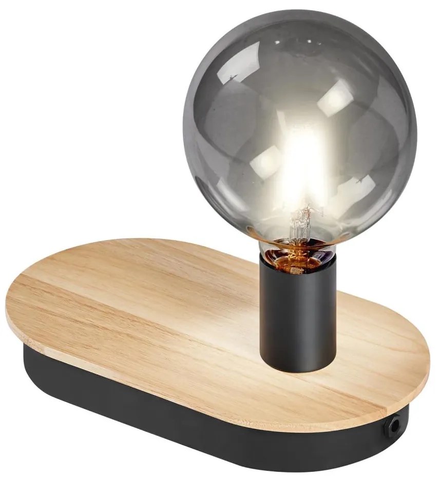 Ledvance - Dekoratív érintőasztali lámpa USB-vel DECOR WOOD 1xE27/8W/230V
