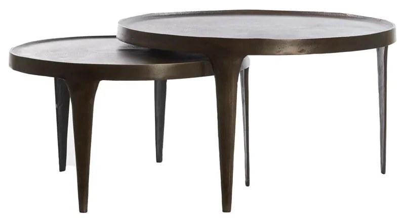 Barna kerek dohányzóasztal szett 2 db-os ø 75 cm Tobias – Light &amp; Living