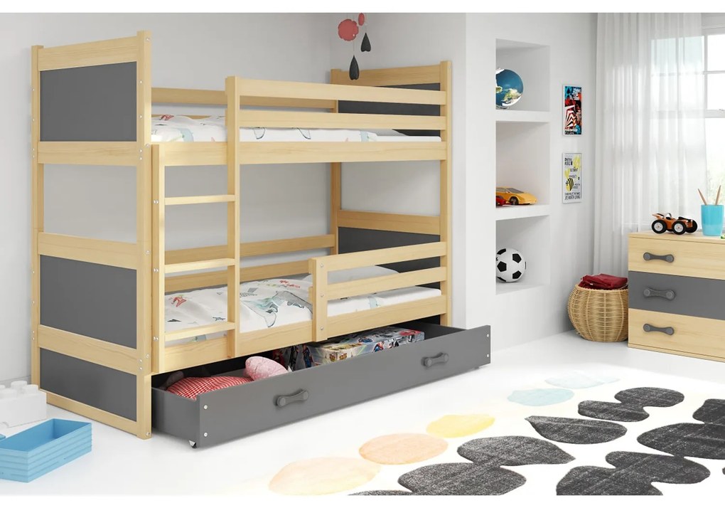 Gyerek emeletes ágy RICO 190x80 cm Fehér Rózsaszín