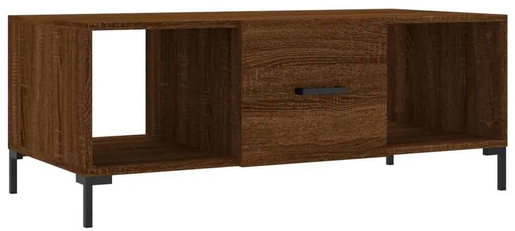 Barna tölgyszínű szerelt fa dohányzóasztal 102 x 50 x 40 cm