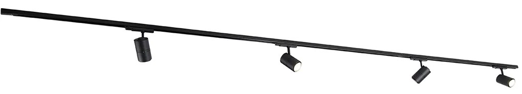 Modern 3 fázisú sínrendszer fekete 4 spotlámpával 3000-4000K - Ruler