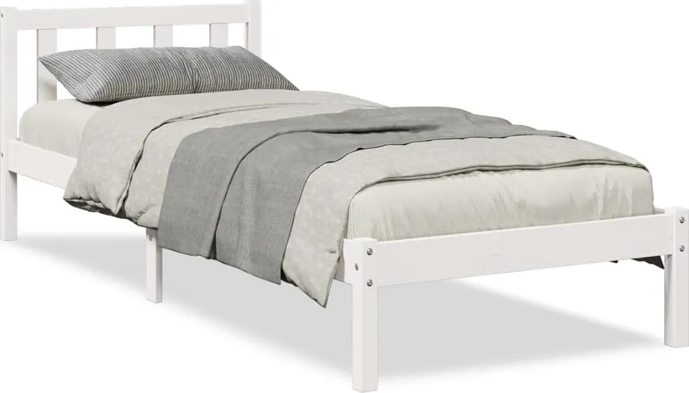 vidaXL fehér tömör fenyő extra hosszú ágykeret matrac nélkül 80x210 cm