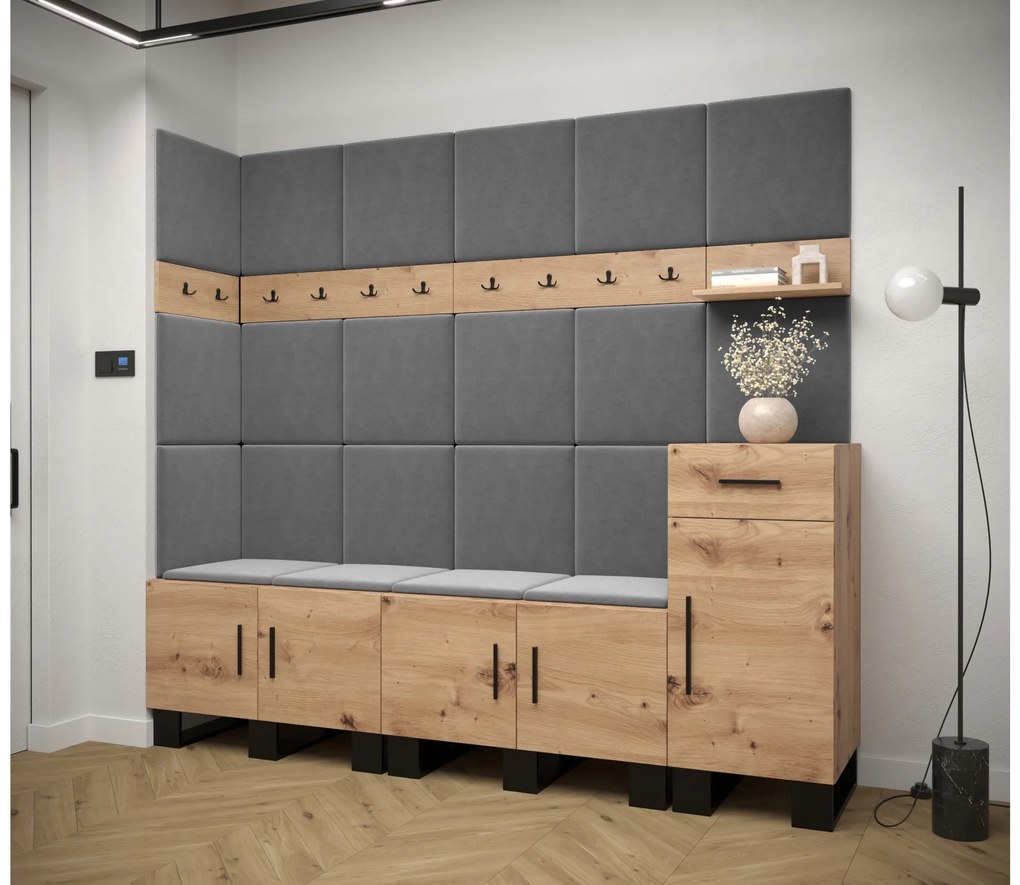 Előszobabútor Amanda 9 (artisan tölgy + sötétszürke). 1085932