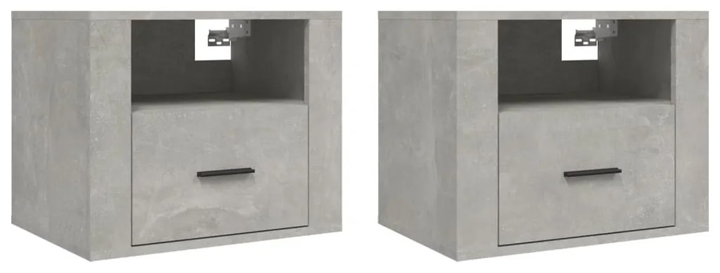 2 db betonszürke falra szerelhető éjjeliszekrény 50x36x40 cm
