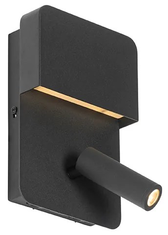 Fali lámpa fekete, LED-del, USB-vel és olvasólámpával kapcsolóval - Robin
