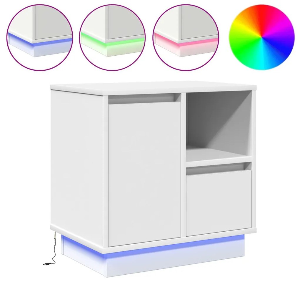 Éjjeli asztalok LED-del 2 db Fehér 50x34,5x50 cm