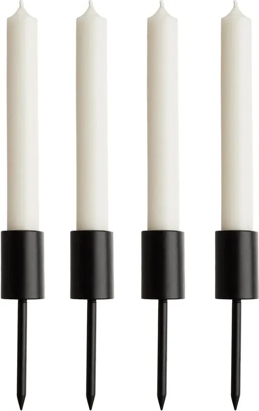 ADVENT koszorúba szúrható gyertyatartó, fekete 12cm, 4 db-os készlet