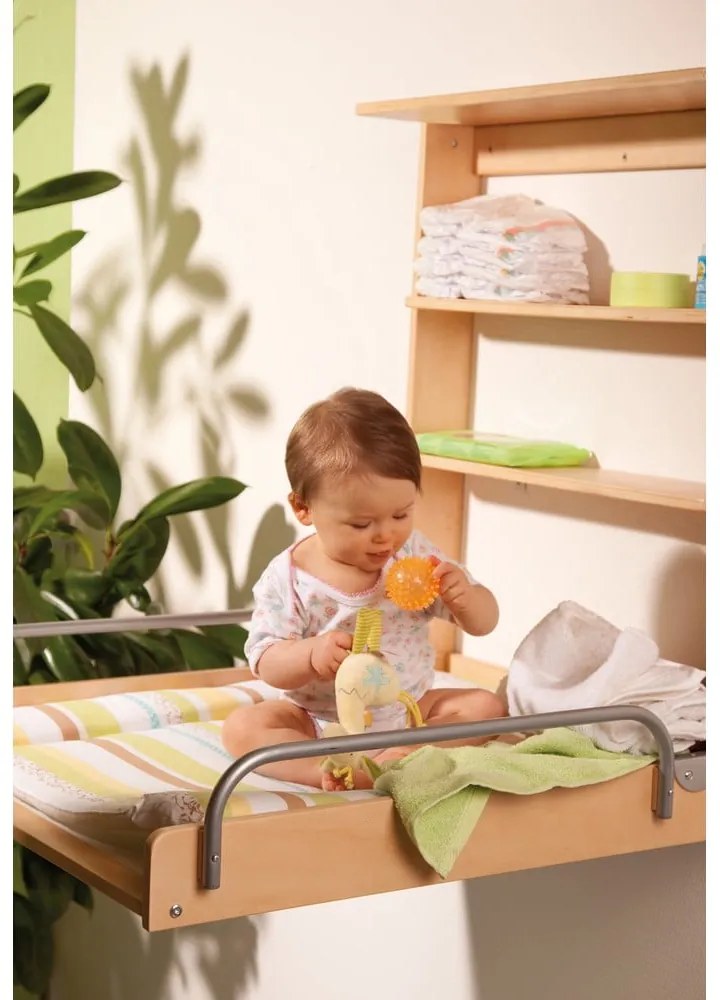 Natúr színű fali pelenkázó bükkfa dekorral Dschungelbaby – Roba