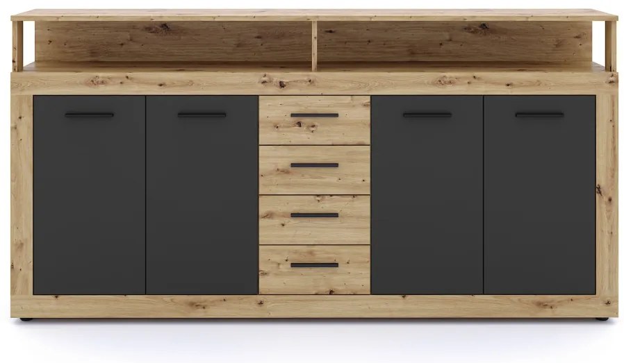 XXL/LUNA Komód Artisan Tölgy/Fekete Színben