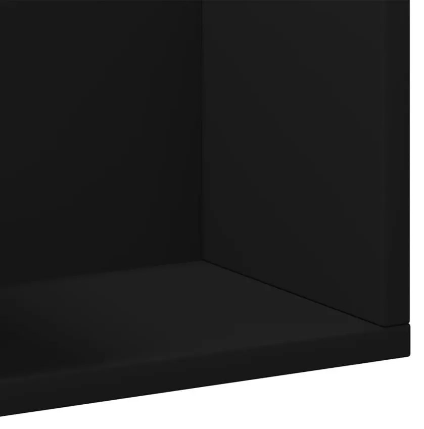 2 db fekete szerelt fa faliszekrény 75x18x16,5 cm