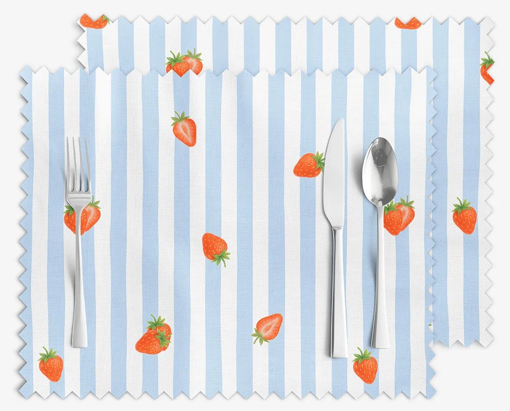 Goldea teflonbevonatú reggeliző alátét - eprek kék csíkos alapon - 2db 30 x 40 cm