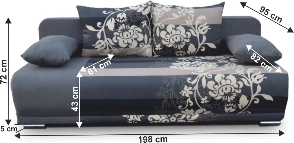 Kinyitható kanapé, szürke/minta, REMI NEW