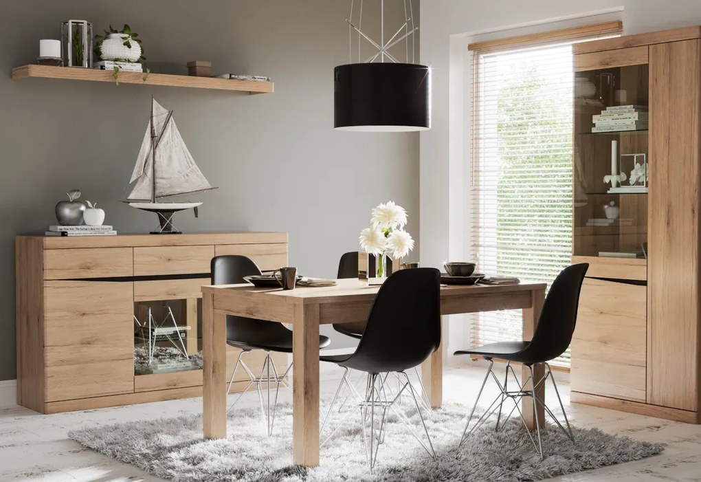 SAMER tömörfa étkezőasztal, 140x77x85, tölgy san remo/wenge