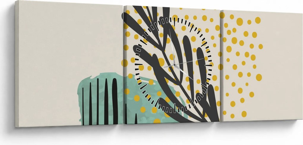 Kép - Absztrakt lapok N⁰3 (órával) (90x30 cm)