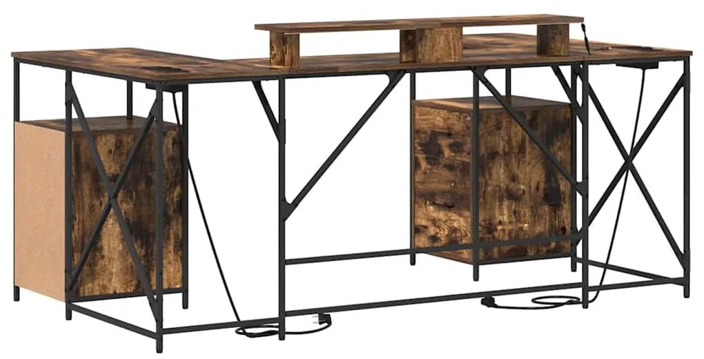 Asztal fiókkal Füstölt tölgy 182 x 101 x 87.5 cm Faanyag