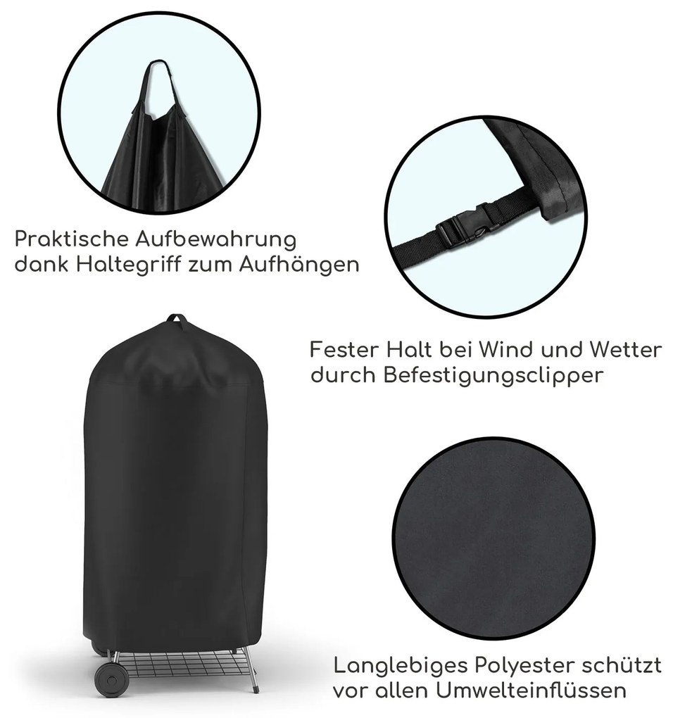 Blumfeldt Grillguard, védőfedél kerek grillekhez, Ø 70 cm-ig, UV-álló, fogantyú