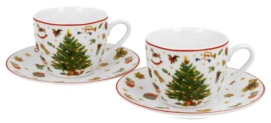 Karácsonyi fenyőfás porcelán kávés csésze aljjal 90 ml díszdobozban Christmas Tree