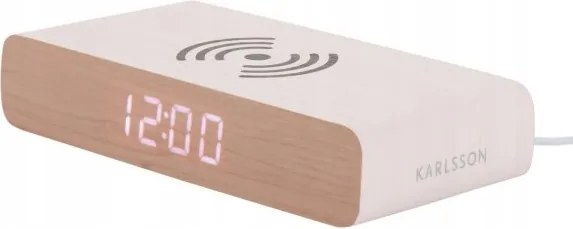 Ébresztőóra elektronikus álló fehér, indukciós töltővel Retro Flat