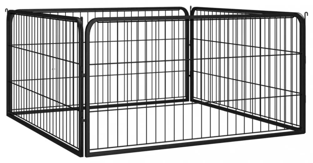 vidaXL 4 paneles fekete porszórt acél kutya járóka 100 x 50 cm