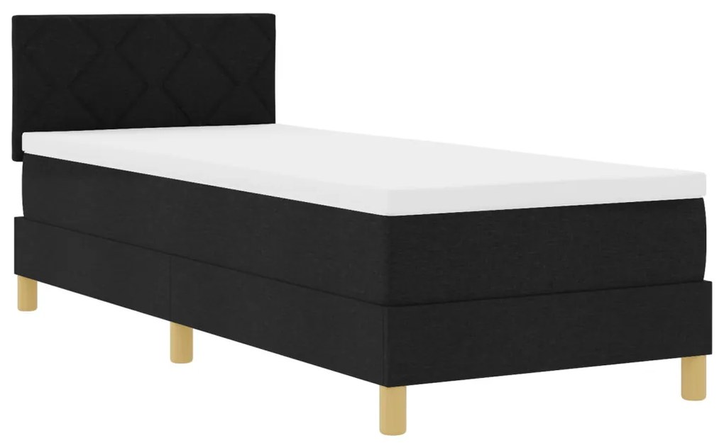 Boxspring ágy matraccal és LED-del - Fekete 80x200 cm Szövet