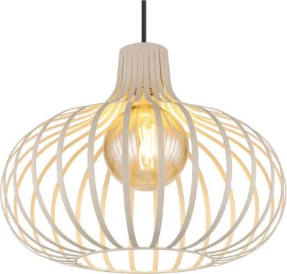 Globo 33370119 Függesztett lámpa, matt homokszínű fém, fekete textil kábel, ø: 400 mm, M: 1500 mm, 1xE27 60W 230V izzó nélkül