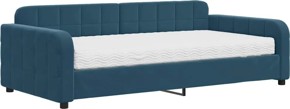 vidaXL kék bársony heverő matraccal 100 x 200 cm