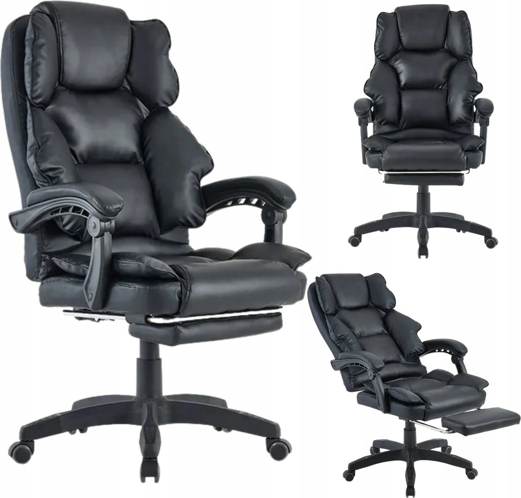 Irodai szék Főnöki szék Forgatható lábtartó Munkaasztal Fekete