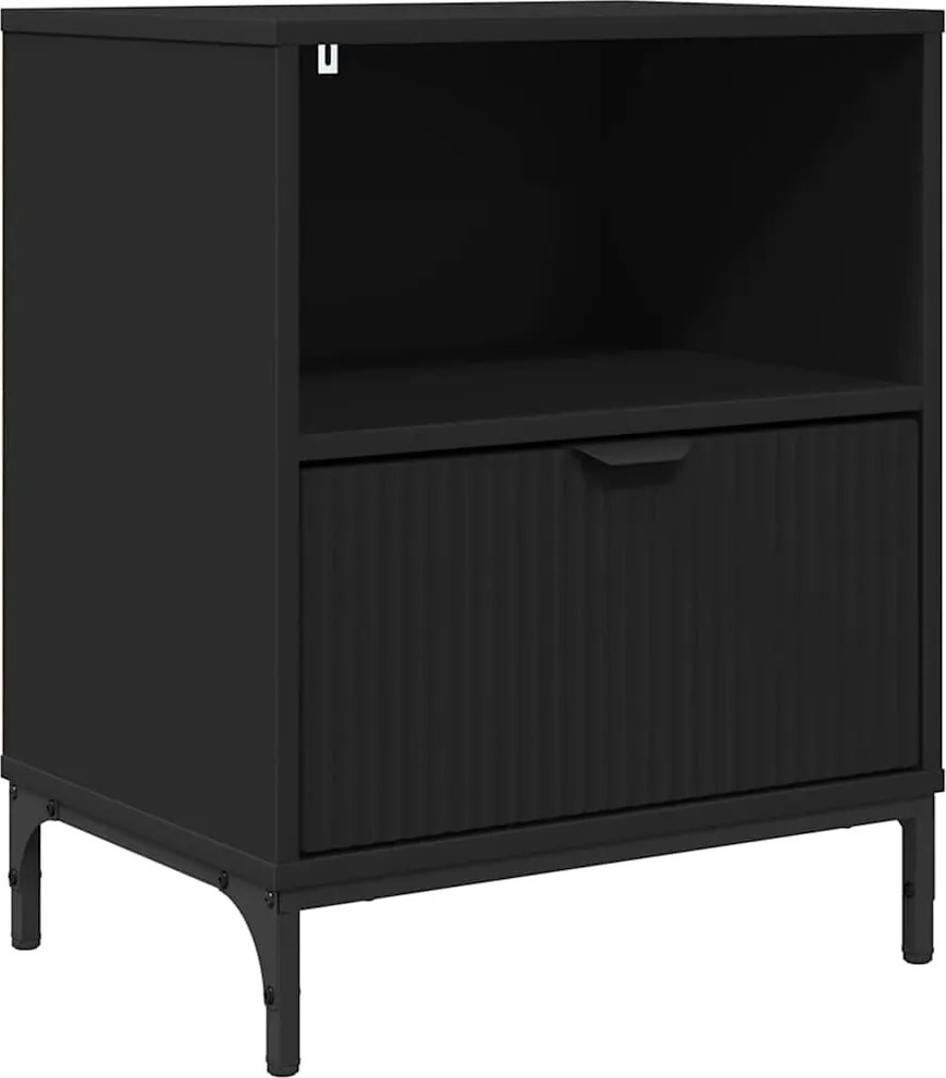 vidaXL Éjjeliszekrény fiókkal Fekete 49 x 36 x 61 cm Faanyag