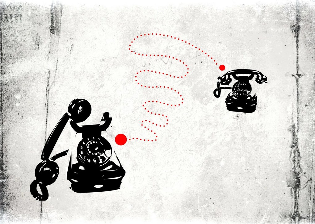 Kép - Telefon rajza Banksy stílusában (üvegen) (70x50 cm)