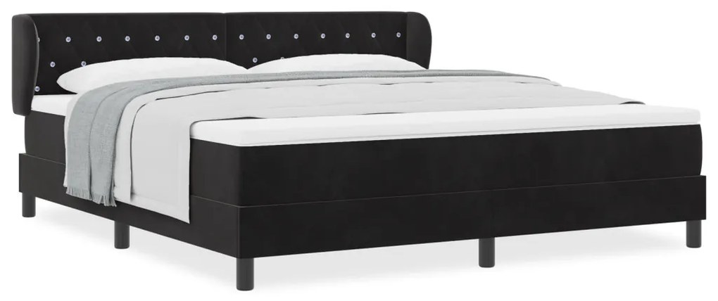 Boxspringágy Matrac Készlettel Fekete 180x200 cm Bársony
