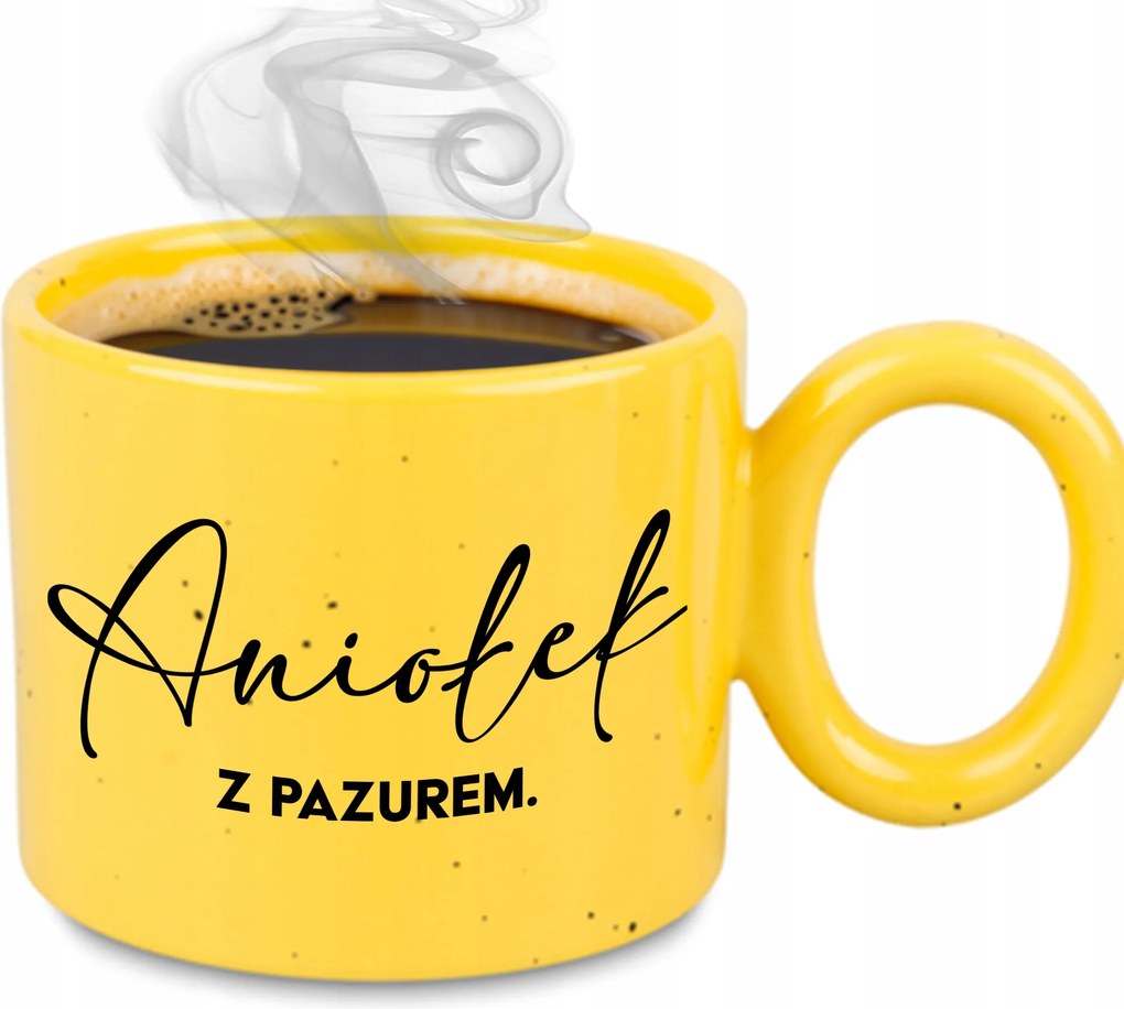 Bögre XXL Sárga Feleség Lány Ajándék Évfordulóra Angyalka Karmokkal