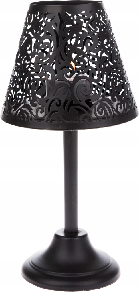 Fém Teamécsestartó t-light fekete, 24 cm