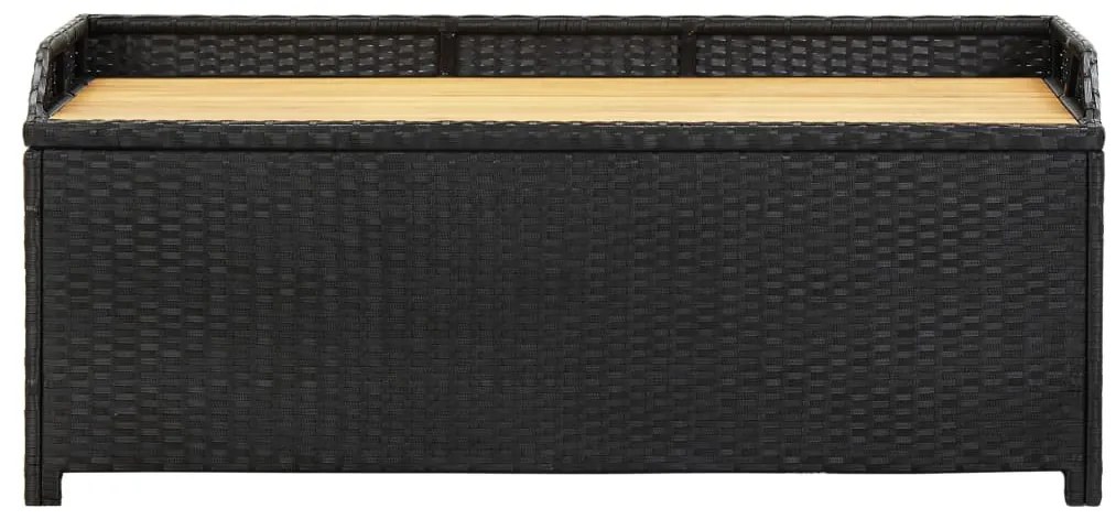 Fekete polyrattan kerti tárolópad 120 cm