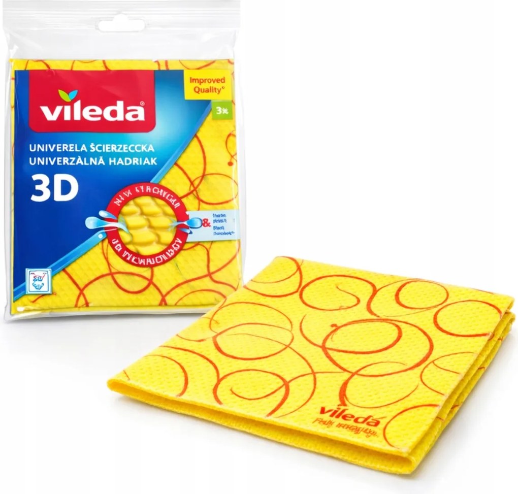 Univerzális 3D törlőkendő sárga 3 db antibakteriális Vileda mikroszálas