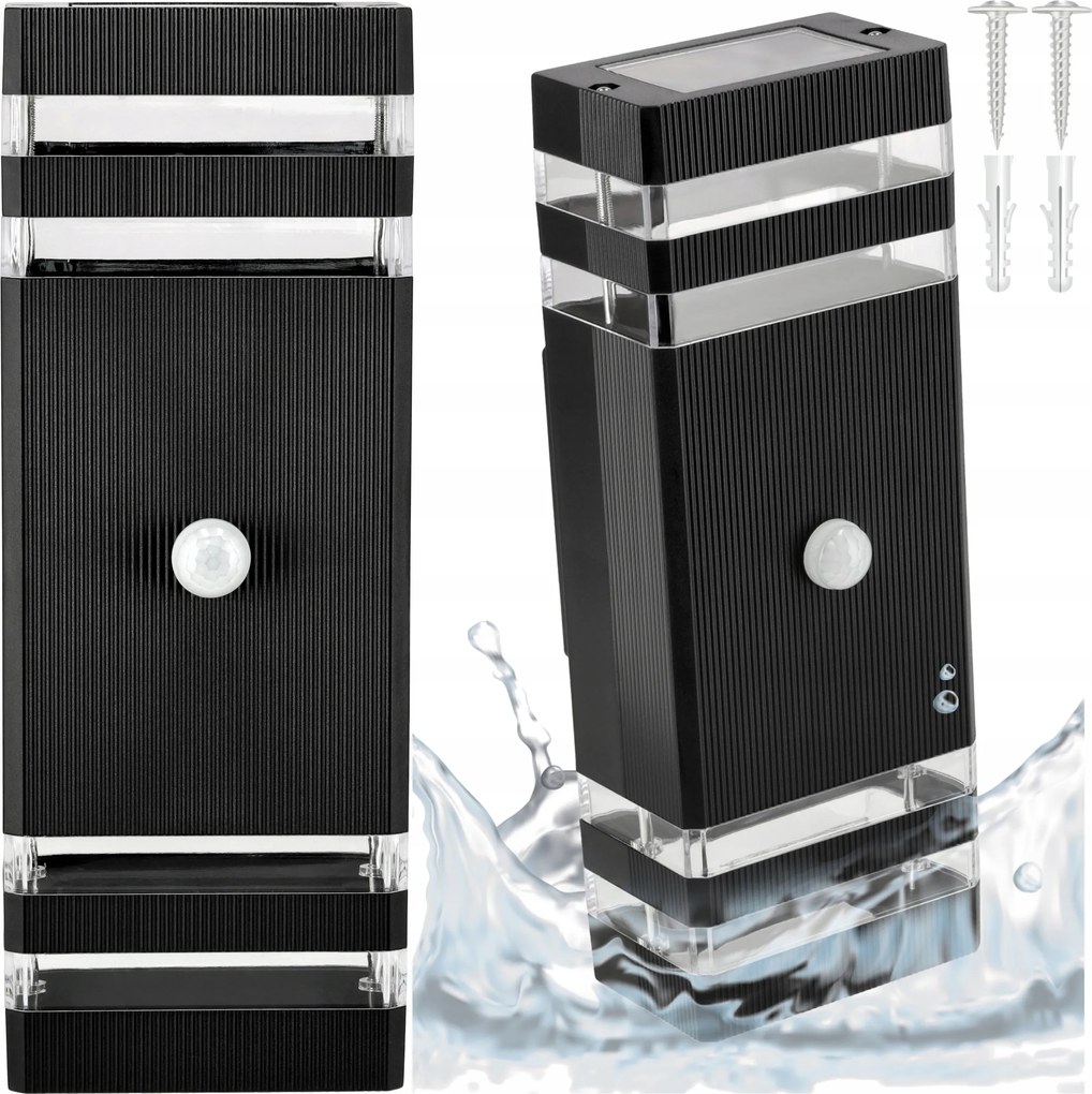 Kültéri fali lámpa Led Pir mozgásérzékelő 2xGU10 Homlokzati