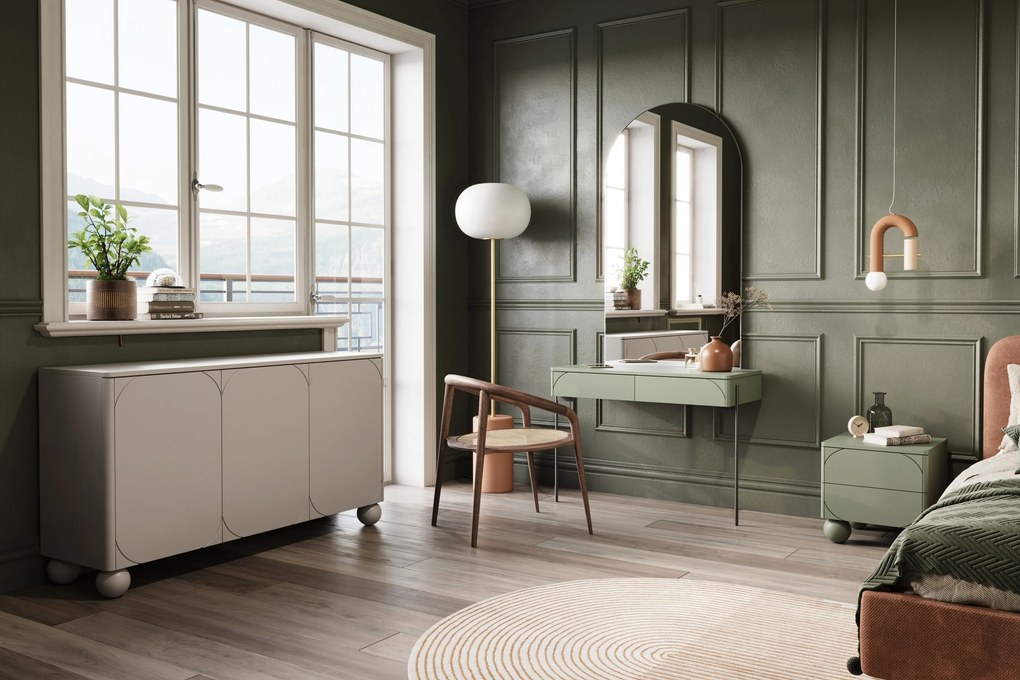 Sonatia II háromajtós komód 150 cm gömb lábakkal - kasmír