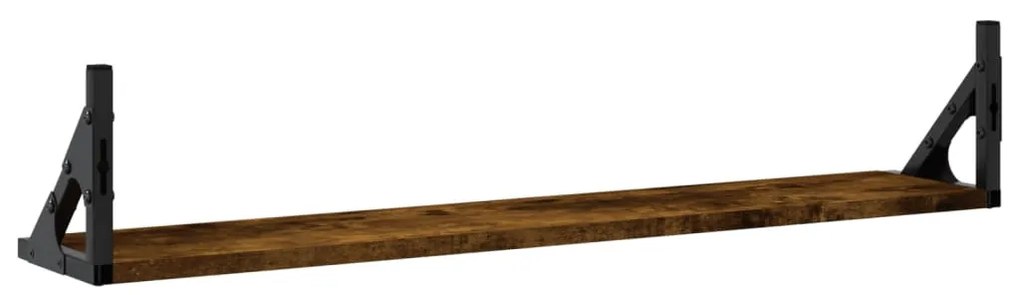 2 db füstös tölgy színű szerelt fa fali polc 80 x 15 x 15,5 cm